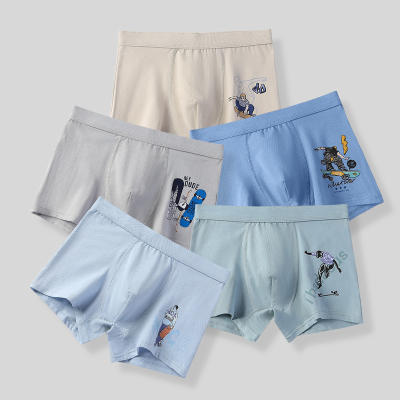 Underwear men's combed cotton boxers boys skin-friendly bottom file teenagers skin-friendly breathable boxers wholesale