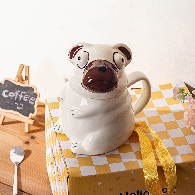 パロディーかわいいパグマグセラミック大容量かわいいマグクリエイティブパーソナライズされた誕生日プレゼント彼氏へ|undefined