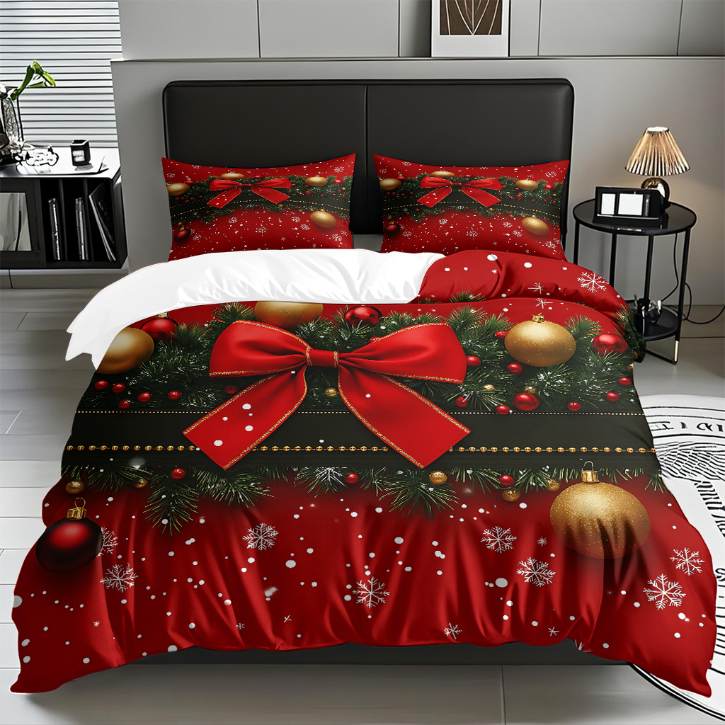 Textiles caseros transfronterizos patrón navideño suave polirido quilt kit de impresión digital HD TEMU / JIT