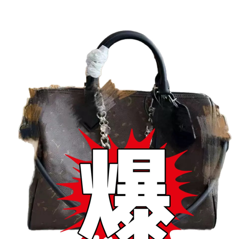 新款真皮枕头樱桃男女通用手提包旅行包购物袋单肩30波士顿手拎包|undefined
