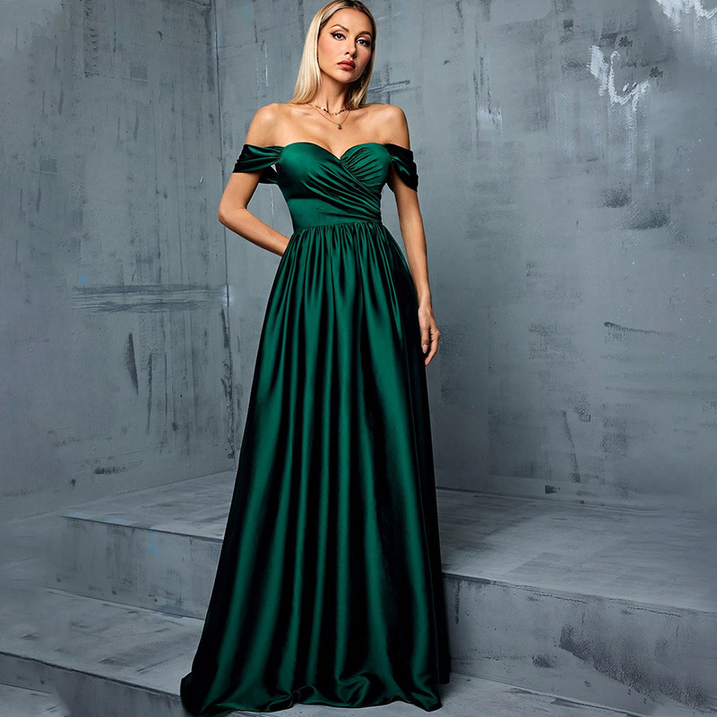Manufacturer Wholesale Cross-Border Ball Formal Dress Sexy Bridesmaid Dress Long Long Dress Slimming Off-Shoulder Bestie Evening Dress