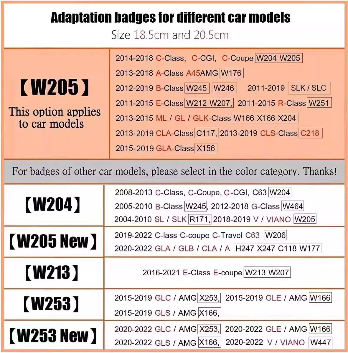 Mercedes-Benz Luminous Standard E-Class GLC C- Class GLK ML CLA Modified China Net Luminous Standard with Light Luminous Car Mark