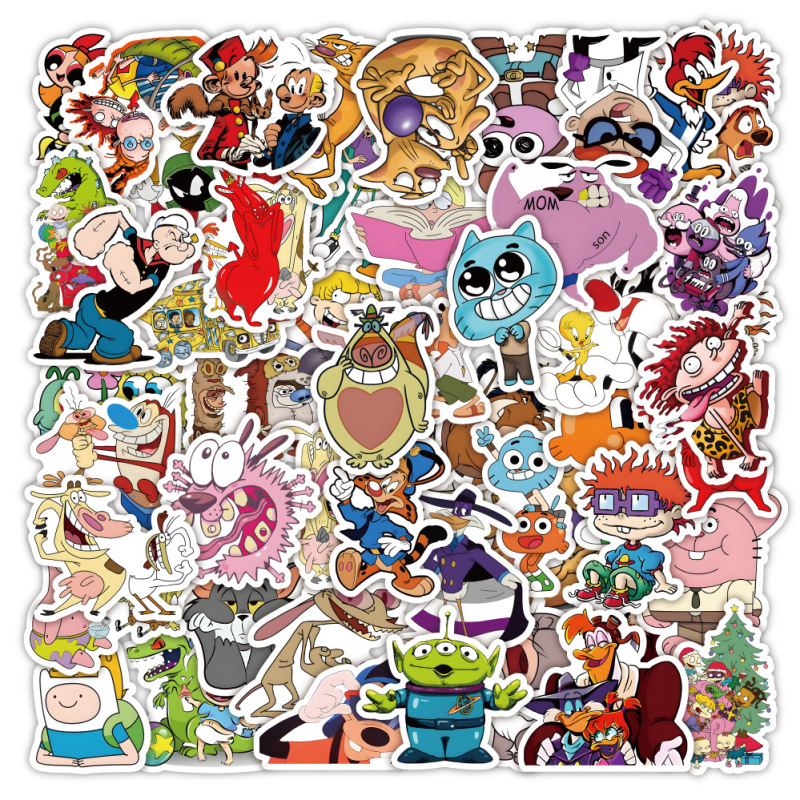 50 cartoon 90's animated Journal stickers diy luggage phone case notebook waterproof stickers wholesale