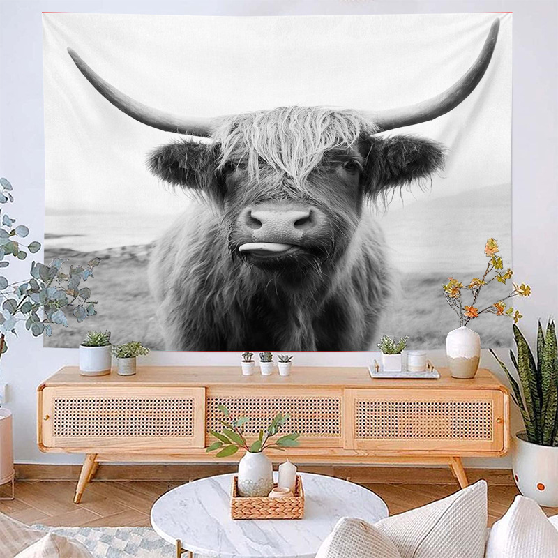 Yak-Wandteppich, Schlafzimmer, Zuhause, hängendes Tuch, Live-Übertragung, Hintergrundlayout, Tiere - G_voghion.com