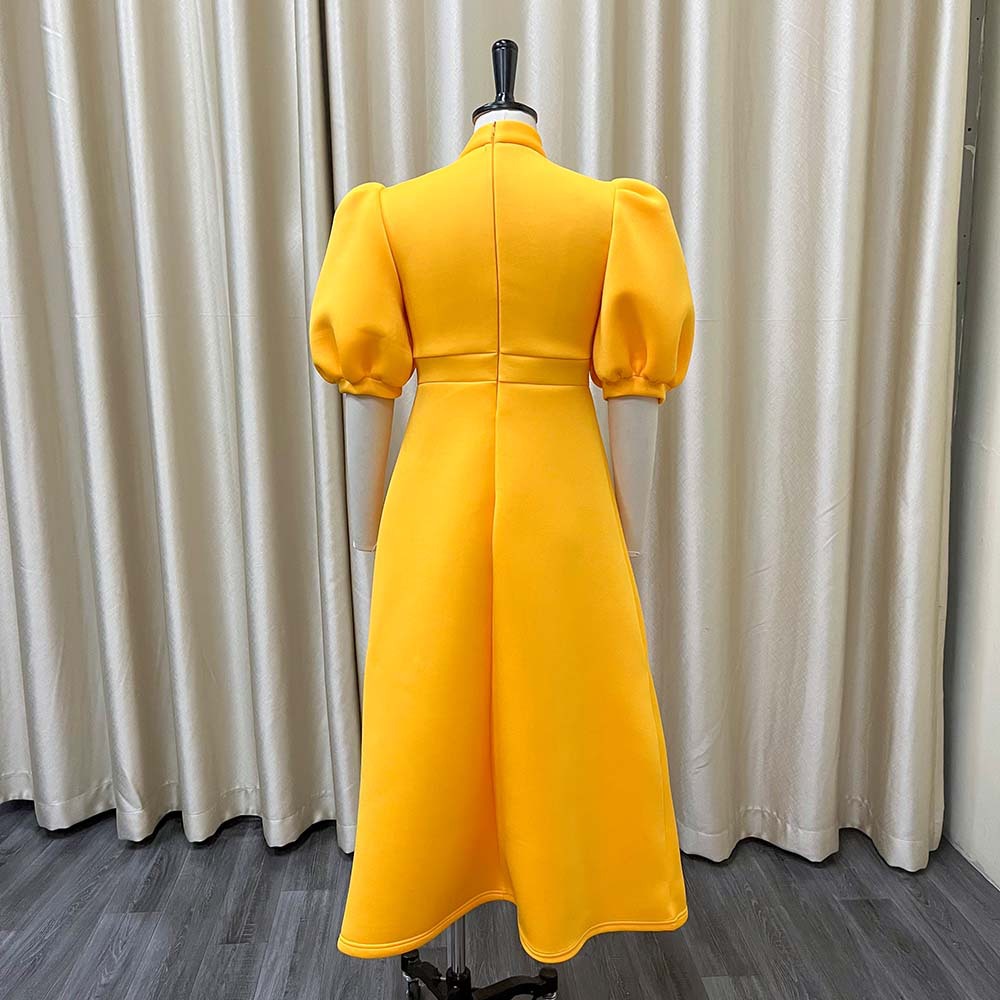 Women's Regular Dress Elegant Turtleneck Bowknot Short Sleeve Solid Color Midi Dress Daily display picture 2