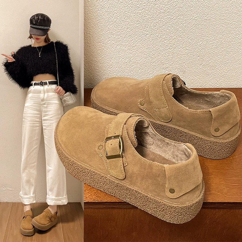 Ретро обувь Birkenstock для женщин 2025 весна и осень, беременные с антискольжением, мокасины с ощущением шва под ногой, носок круглой формы, универсальные ботинки
