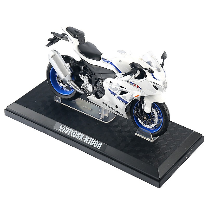 Caja a granel color ámbar 1:12 Suzuki GSX-R1000 aleación modelo de motocicleta simulación coche de carreras decoración de juguete