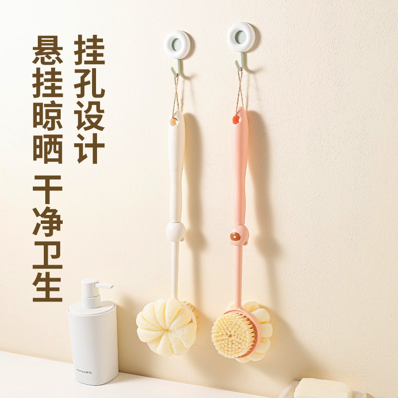 Pequeño oso cepillo de baño espalda limpio cepillo de lana suave de mango largo para el hogar doble cara bola de baño lavabo espalda artefacto