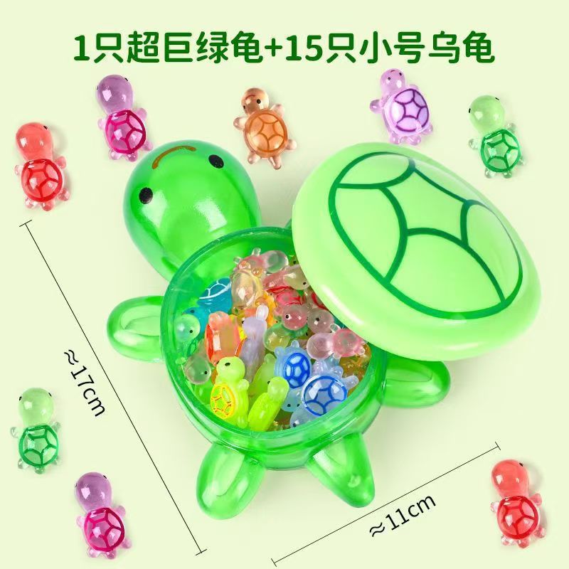 Green + 15 little turtles