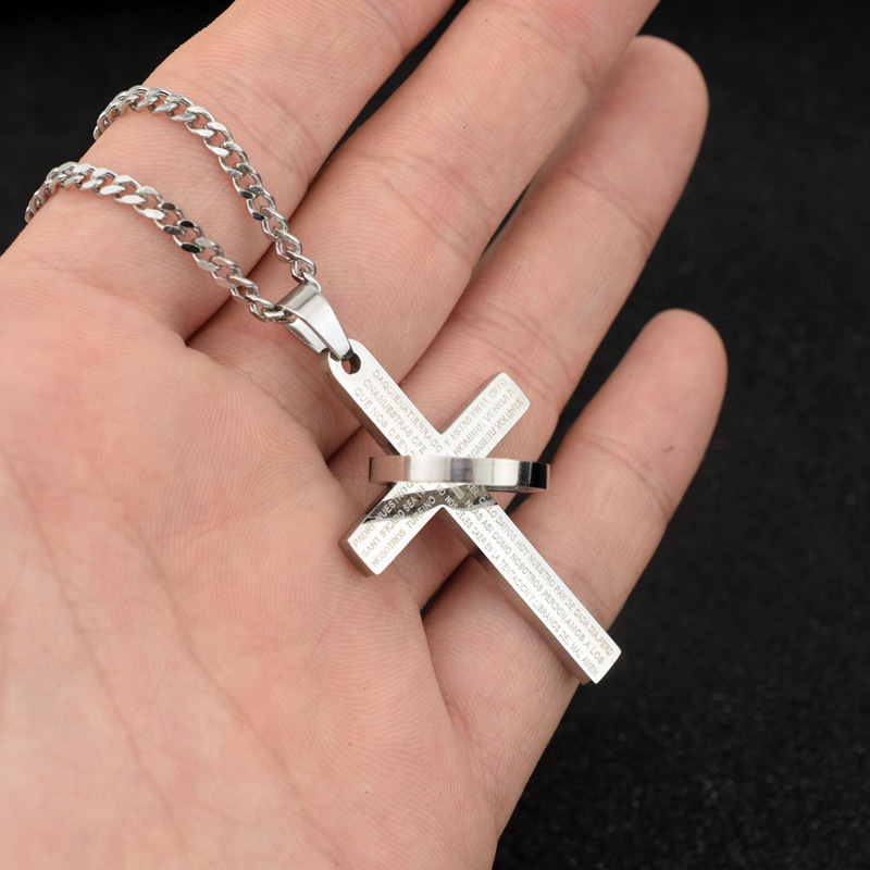 Casual Simple Style Cross Letter Titanium Steel Polishing Pendant Necklace display picture 7