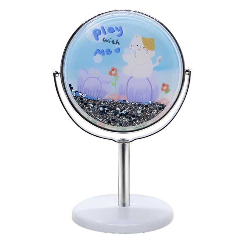 Dormitorio de escritorio de flujo de estudiante arena imprimir imagen tocador espejo diy de una sola cara de plástico lindo espejo de maquillaje giratorio