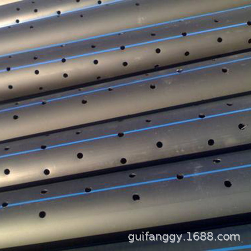 贵州云南厂家打孔PE实壁管黑色PE透水管过滤管打孔dn160渗水管