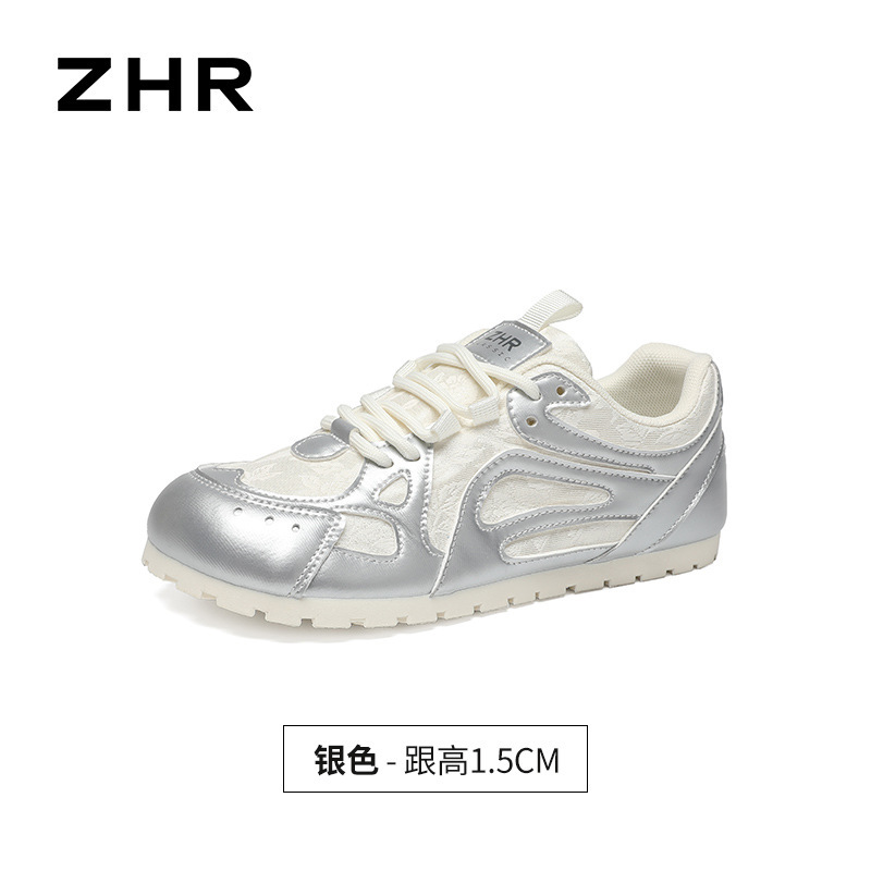 ZHR运动阿甘鞋夏季穿搭2025新品经典网面透气厚底德训鞋国风蕾丝|undefined