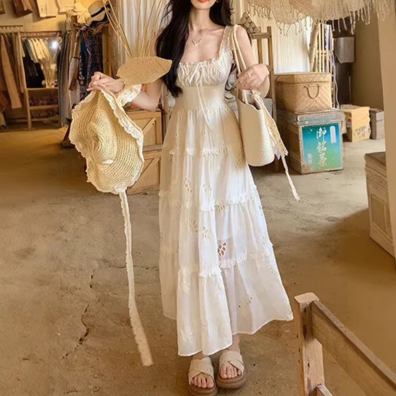 2026 "Sunset Eden" Suspender Dress for Women, Summer Fairy Dress, Waist-Cinching Long Dress