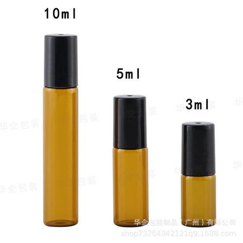 3ml brown roller ball essential oil bottle 5ml brown perfume ball bottle 10ml glass sample bottle