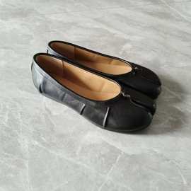 tabi分趾鞋单鞋女2024年新款小众褶皱平底芭蕾舞鞋浅口一脚蹬单鞋