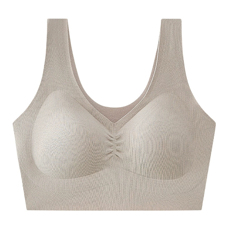 Double-sided velvet underwear, tank top, demi-season top with cups, keep warm wireless bra, bra top