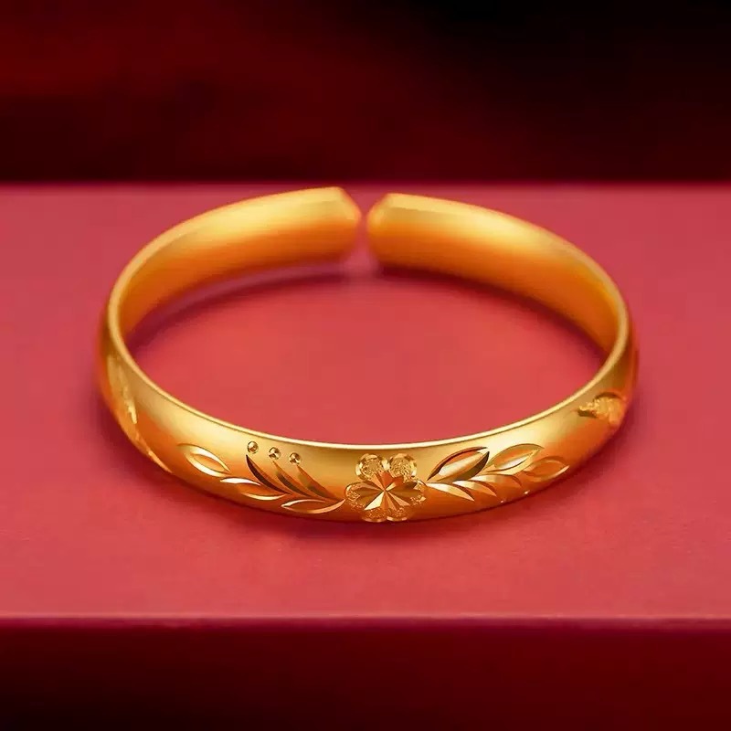 Ejderha ve Phoenix Uğurlu Yıldızlı Gökyüzü Bilezik Vietnamca Antik Kum Altın Katı Erik Çiçeği Itme-Çekme Trendy Moda Bilezik Toptan