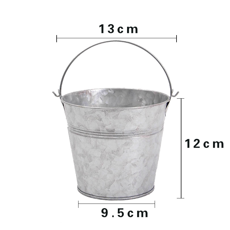 Los fabricantes suministran pequeño cubo de hierro venta al por mayor apenado metal maceta de hierro Cubo de hierro palomitas de maíz simulación de maceta