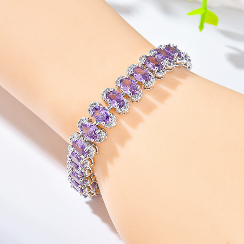 Cross-Border Light Luxury Zircon Bracelet for Women, Available in Multiple Colors, Fashionable and Versatile, High-End Crystal Jewelry Wholesale in Stock