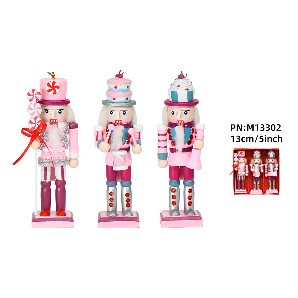 Nuevo estilo europeo cascanueces muñecas de dibujos animados polvo dulces artesanías decoraciones navideñas colgantes 13cm