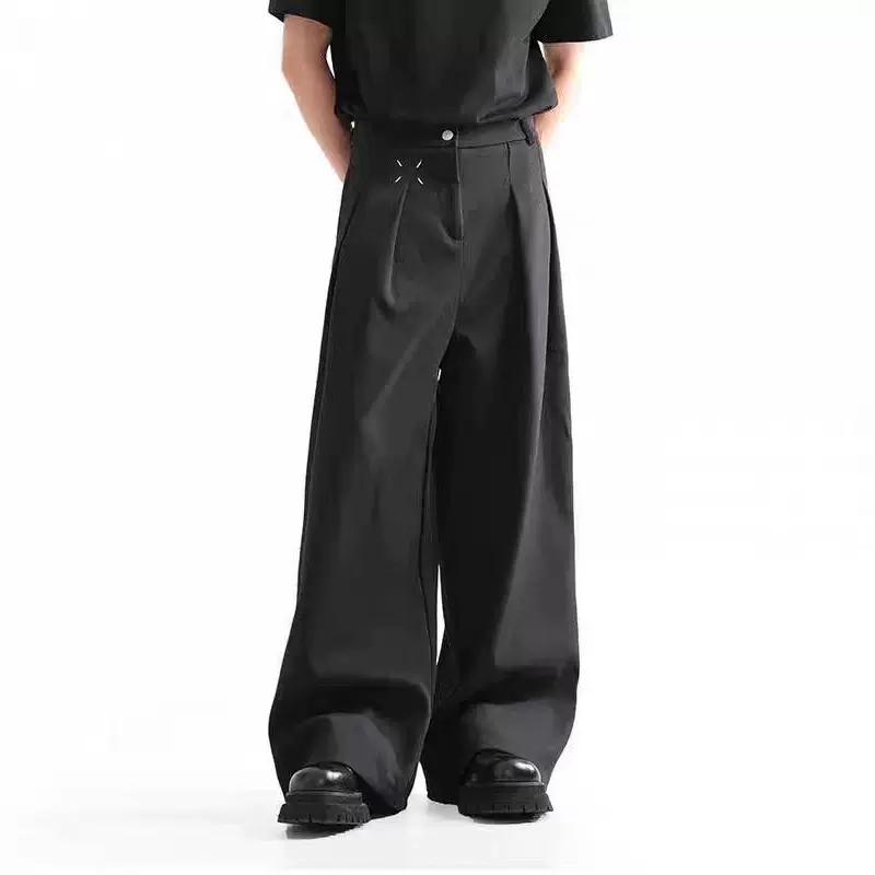 厂家批发美式高级感黑色西裤男款春秋季垂感宽松休闲职业西装长裤