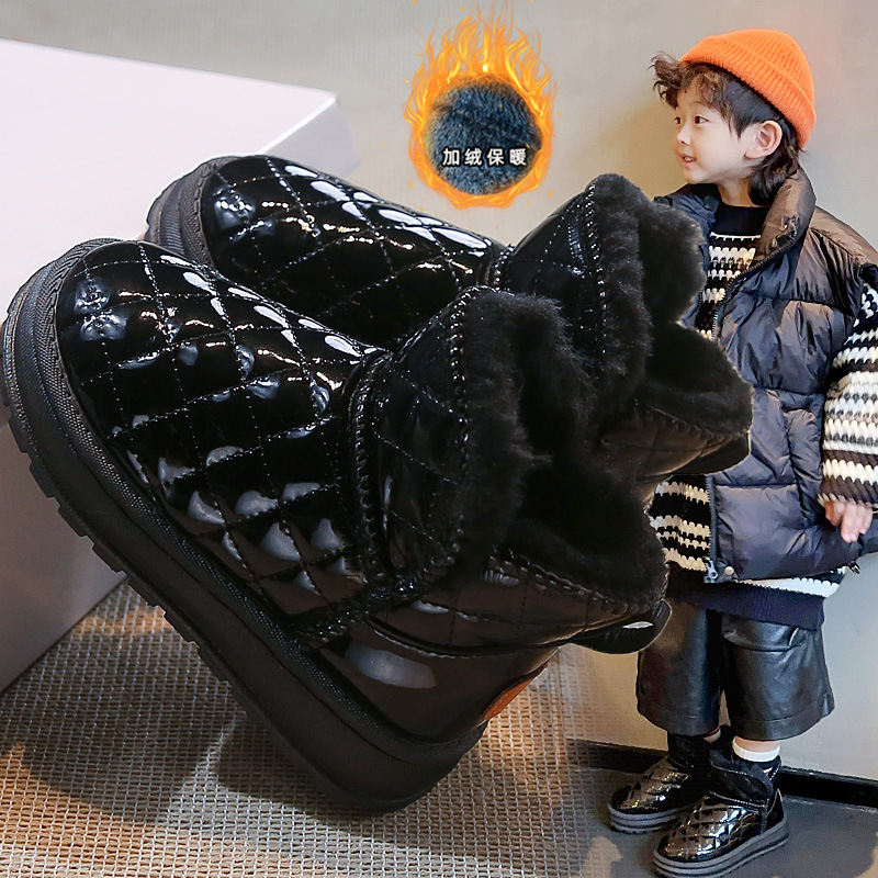 Boys' snow boots 2025 winter new style children's velvet thickened…