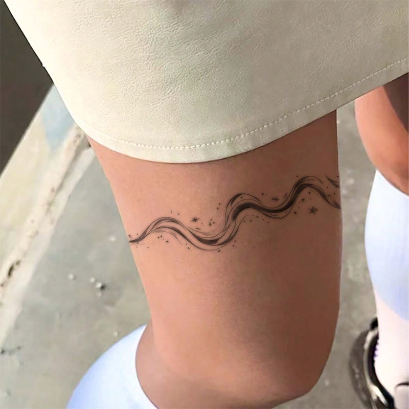 Cross-Border New Personalized Niche Tattoo Stickers Sketch Lines Galaxy Waterproof Disposable Temporary Tattoo Stickers