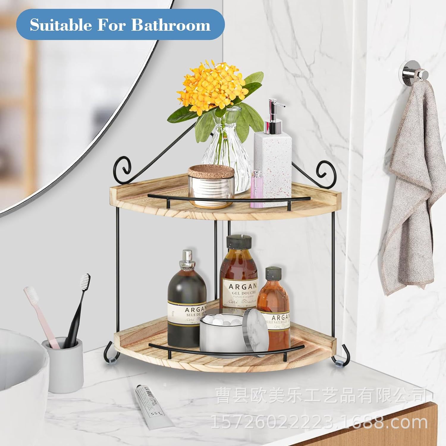 Wooden corner shelf desktop corner shelf kitchen countertop solid…