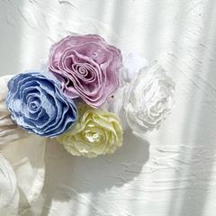 【發圈】山茶花氣質刺繡花邊大腸繩髮飾韓國東大門 maylee 飾品
