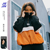 秋冬新款橙黑撞色时尚运动卫衣 领口拉链跑步运动卫衣外套
