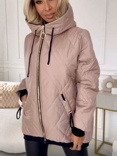 Amazon 2024 New Autumn and Winter Cross-Border European and American Fashion Export Women's Casual Hooded Pure Color Cotton Jacket