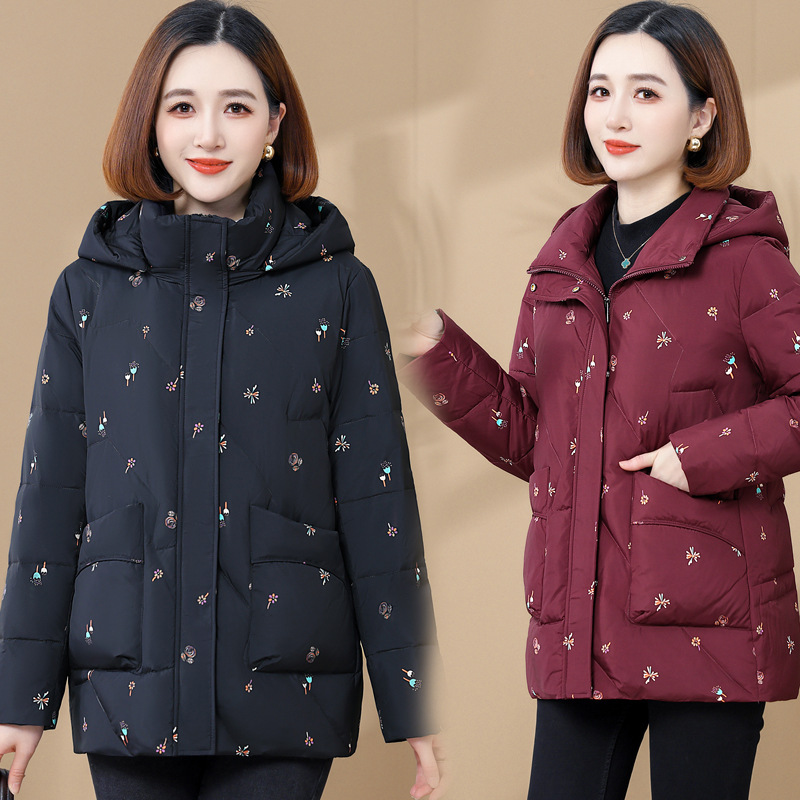 2025 Winter Middle-Aged Mom down Jacket Fashion Versatile Thick Warm Women's High-End White Duck down Coat Wholesale