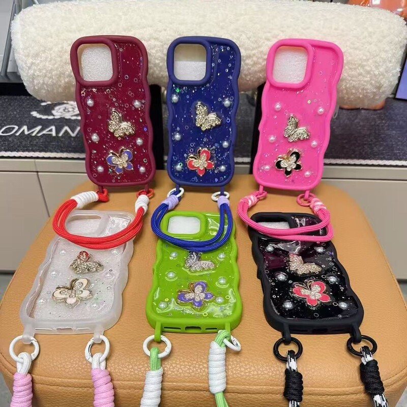 Luxury Applicable Redmi A5/Note14Pro Diamond Butterfly Pearl Phone Case African Model 16 Sets