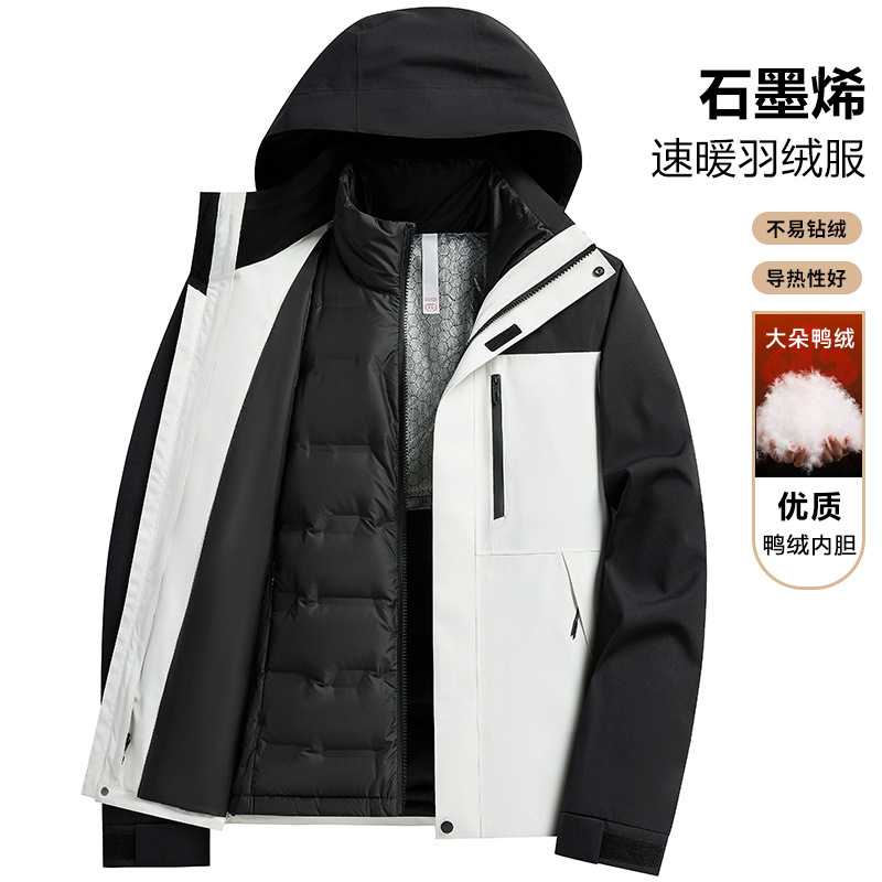 冲锋衣三合一男女款冬装两件套可拆卸防风防水保暖加厚滑雪工作服|undefined