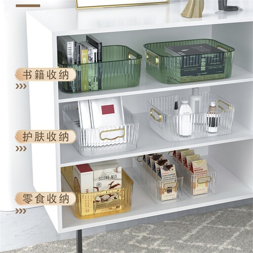 High-quality PET storage basket, transparent desktop, lightweight luxury cosmetic storage box, miscellaneous charger organizer