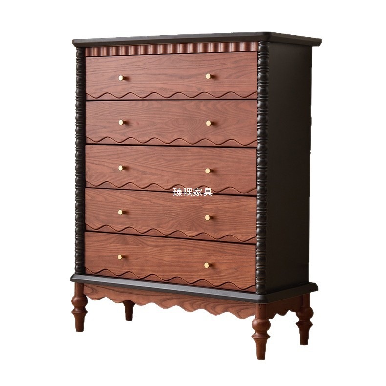 Francia medieval retro madera maciza cinco armarios armario de salón medieval armario de puerta de entrada pequeño dormitorio cabecera cama trasera armario