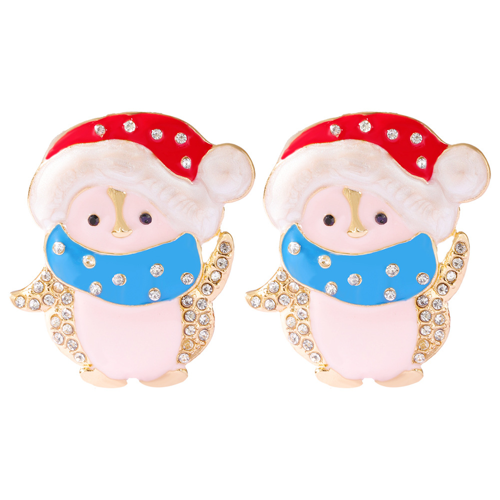 Automne Et Hiver Nouveau Bonhomme De Neige De Noël Gouttes D&#39;huile De Strass Cloutés Nouvelles Boucles D&#39;oreilles Super Populaires display picture 14