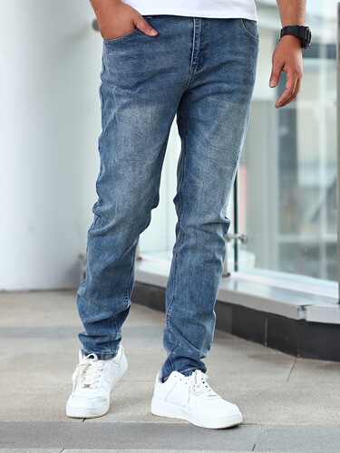 Men's jeans, stretch jeans, small feet pants, multi-process slimming blue men's pants, suitable for all seasons