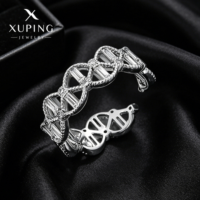 Xuping hueco diseño irregular abertura geométrica anillo de aleación de cobre chapado nicho blanco personalidad joyas al por mayor mujeres