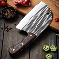 Stylish hammered and thickened stainless steel fish head knife for home use, sharp for chopping and slicing, dual-purpose kitchen meat and slice multi-purpose knife