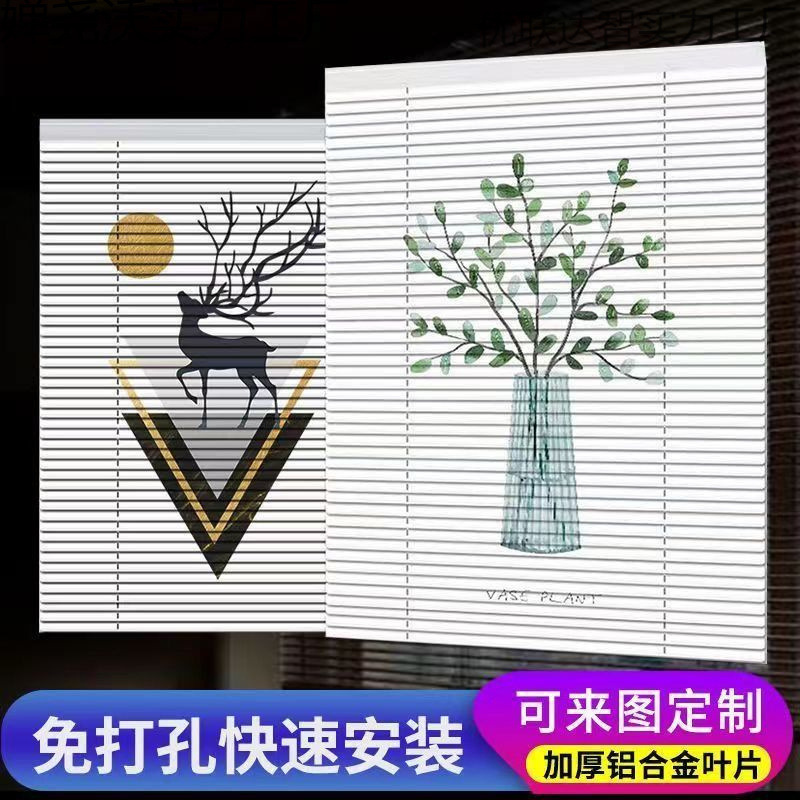 Perforated Printed Blinds Roller Blinds Blackout Bedroom Home Aluminum Alloy Sunshade Lift Waterproof Bathroom Kitchen