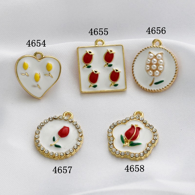 10 Pcs/package Sweet Flower Alloy Enamel Inlay Pendant Jewelry Accessories display picture 2