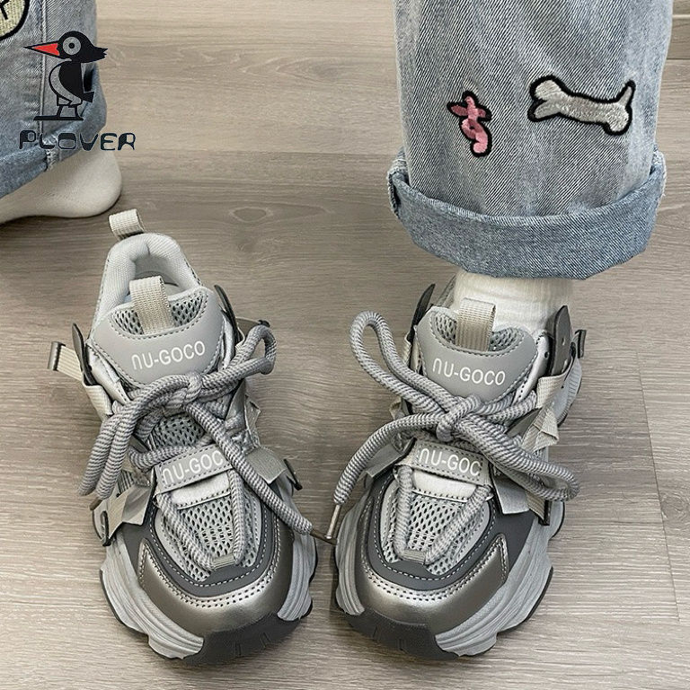 PLOVER callejera de zapatos de suela gruesa para mujeres 2024 nuevo estilo de primavera zapatos deportivos casuales blancos para mujeres