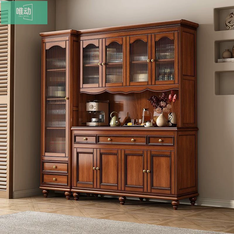Американский высококачественный буфет из цельного дерева, шкаф для хранения, перегородка, винный шкаф, настенный встроенный кухонный шкаф для гостиной