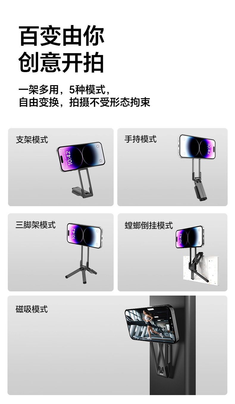 Cross-border car magnetic phone holder with strong magnetic attachment, multifunctional foldable desktop phone stand, portable travel stand
