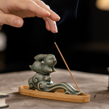 兔祥云香插香炉檀香仿古中式香道家用摆件室内复古茶道沉香薰炉