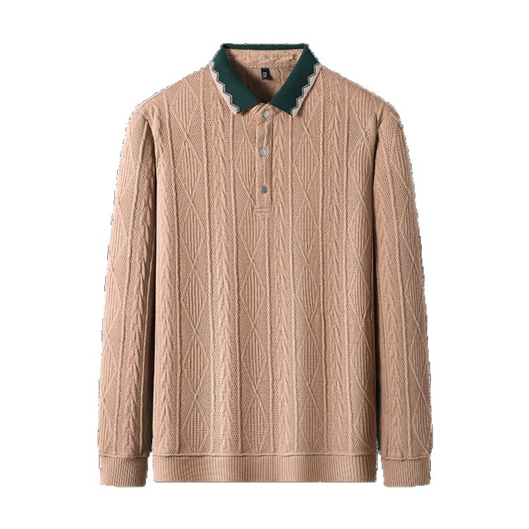 Botones de moda jacquard nuevo hombre otoño invierno camiseta de punto con solapa hombre transfronterizo simple suéter universal