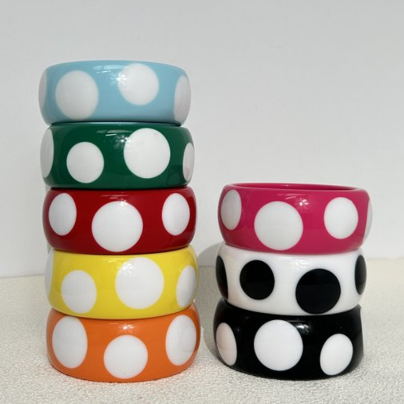 Japanese and Korean Style Colorful Fashion Geometric Round Polka Dot Resin Bracelet Versatile Personality Women's Jewelry