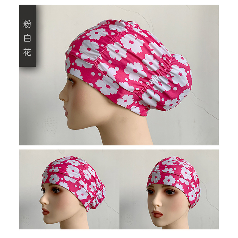 Fábrica al por mayor plisado paño gorro de natación extra grande circunferencia de la cabeza no apretado Pelo Largo oído protección natación caliente primavera unisex gorro de natación